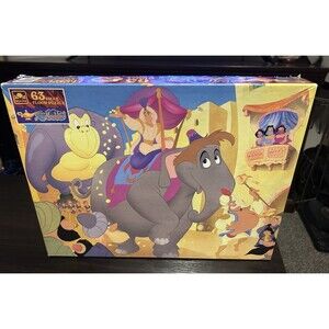 VTG DISNEY'S ALADDIN 63 PIECE GIANT FLOOR PUZZLE 22" x 17" GOLDEN JIGSAW #5009